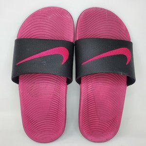 Nike Slide Sandals Kawa Girls 1Y Youth Black Vivid Pink 819353 001